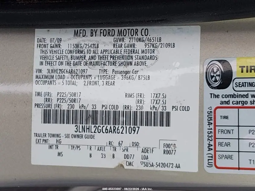 2010 LINCOLN MKZ  