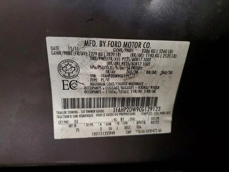 2012 FORD TAURUS SE  
