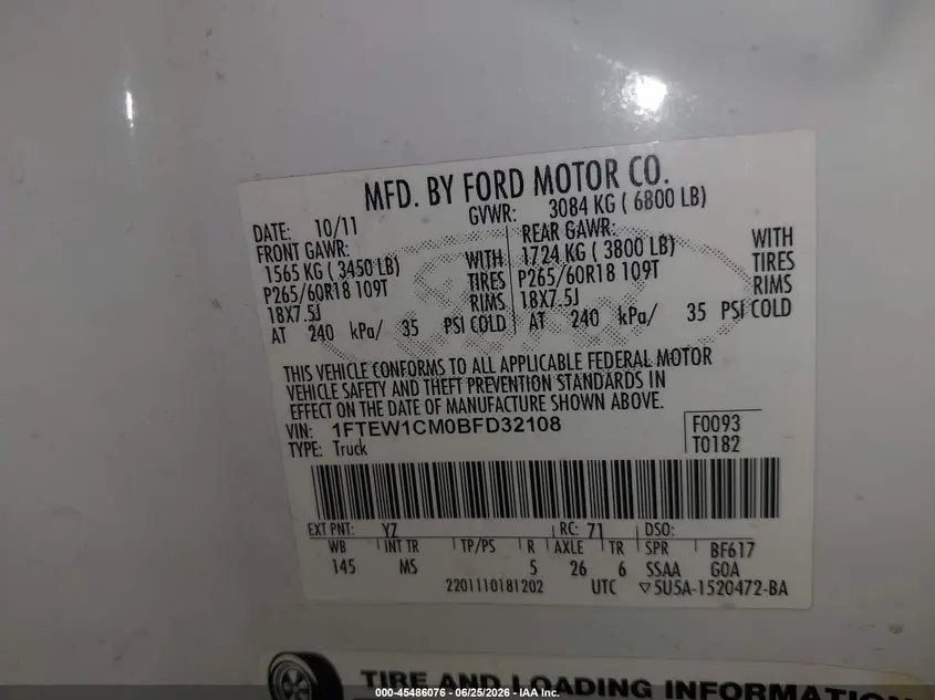 2011 FORD F-150 XL/XLT