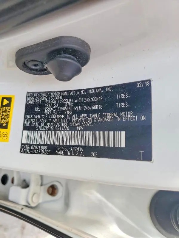 2018 TOYOTA HIGHLANDER XLE  