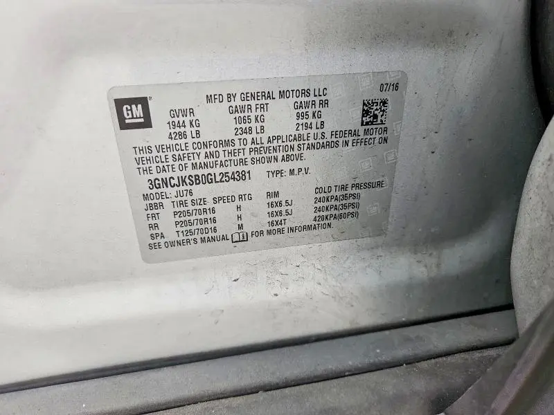 2016 CHEVROLET TRAX LS  