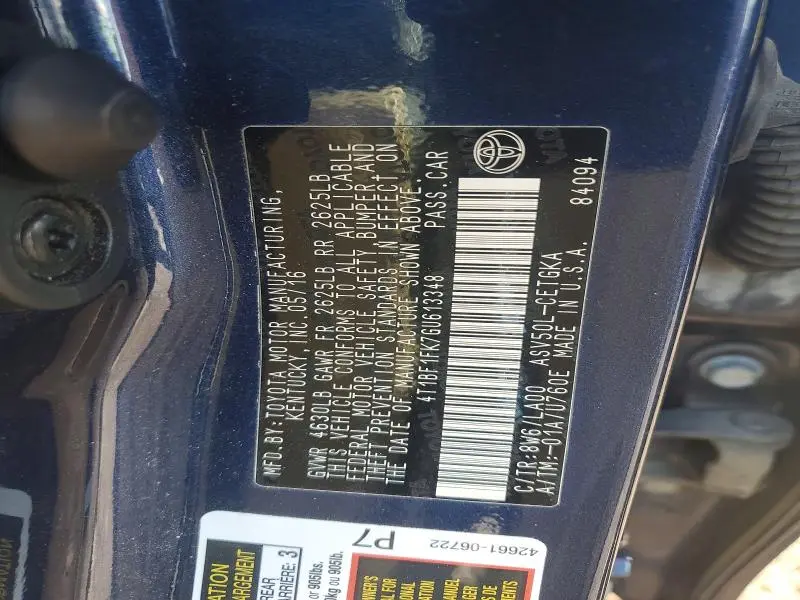 2016 TOYOTA CAMRY XLE  