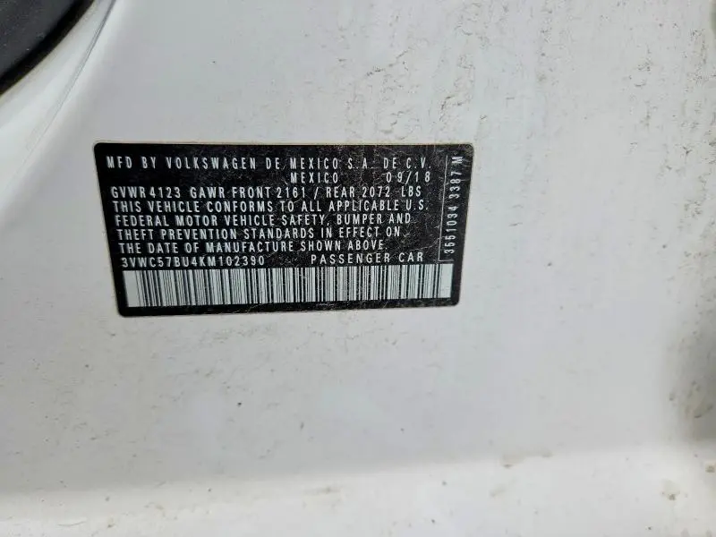 2019 VOLKSWAGEN JETTA S  