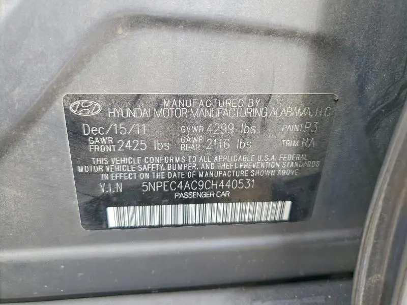 2012 HYUNDAI SONATA LIMITED  