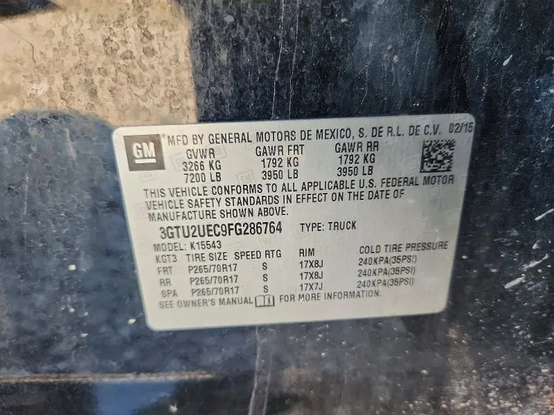 2015 GMC SIERRA K1500 SLE  