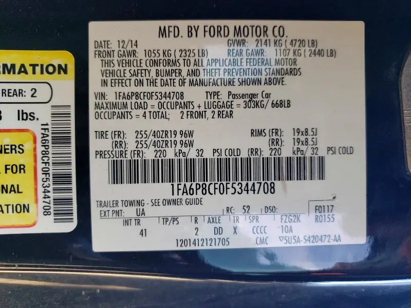 2015 FORD MUSTANG GT  