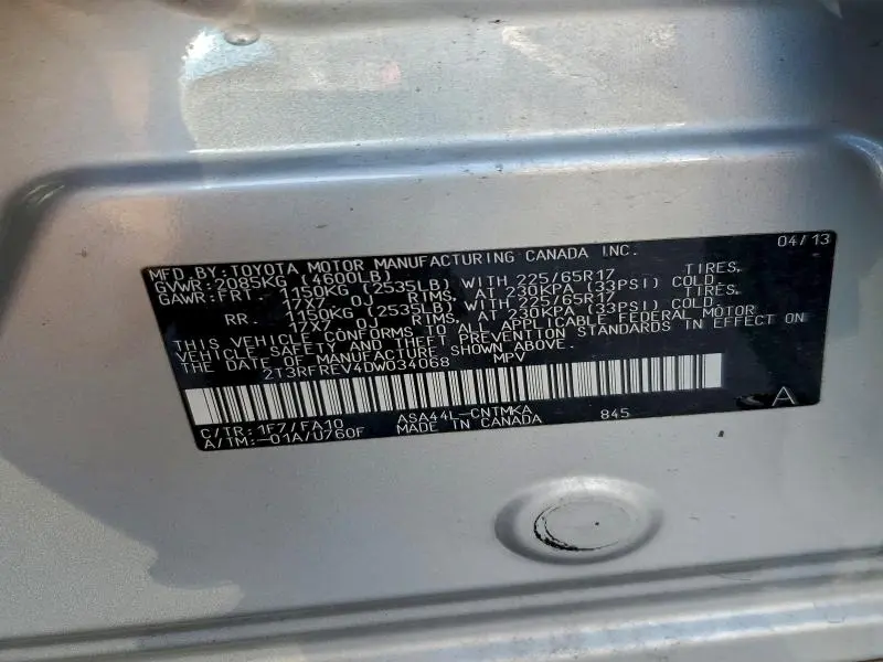 2013 TOYOTA RAV4 XLE  