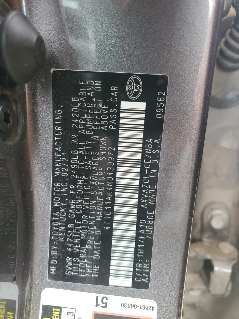 2021 TOYOTA CAMRY LE  