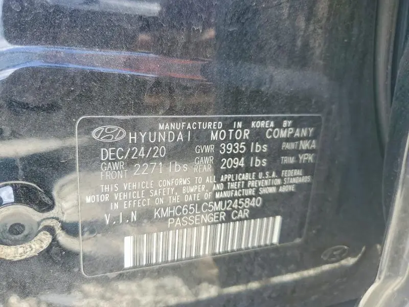 2021 HYUNDAI IONIQ BLUE HYBRID
