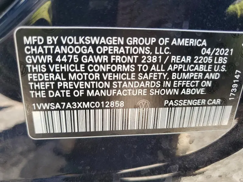 2021 VOLKSWAGEN PASSAT SE  