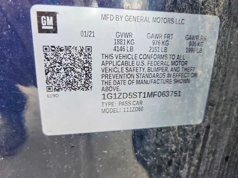 2021 CHEVROLET MALIBU LT  