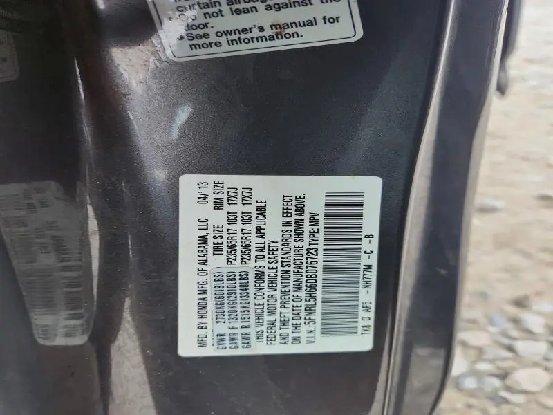 2013 HONDA ODYSSEY EXL  