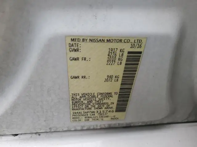 2017 NISSAN ALTIMA 2.5