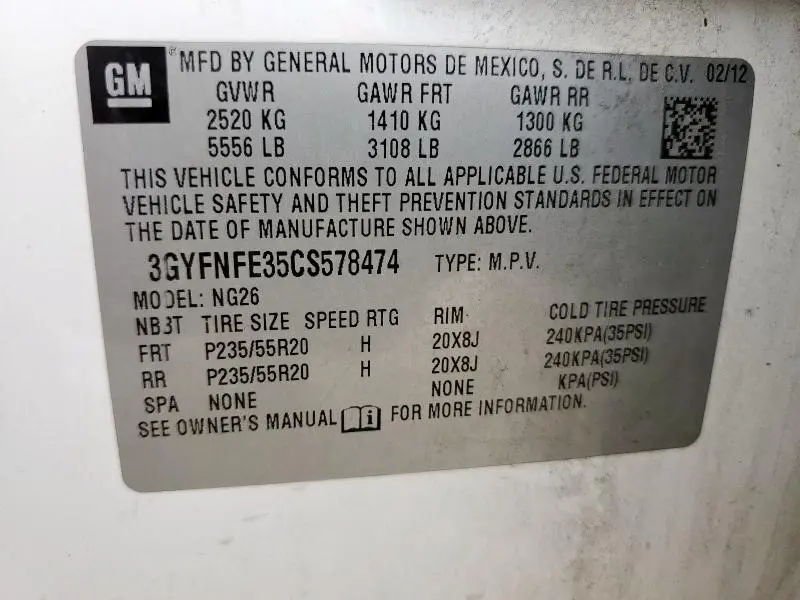 2012 CADILLAC SRX PREMIUM COLLECTION  