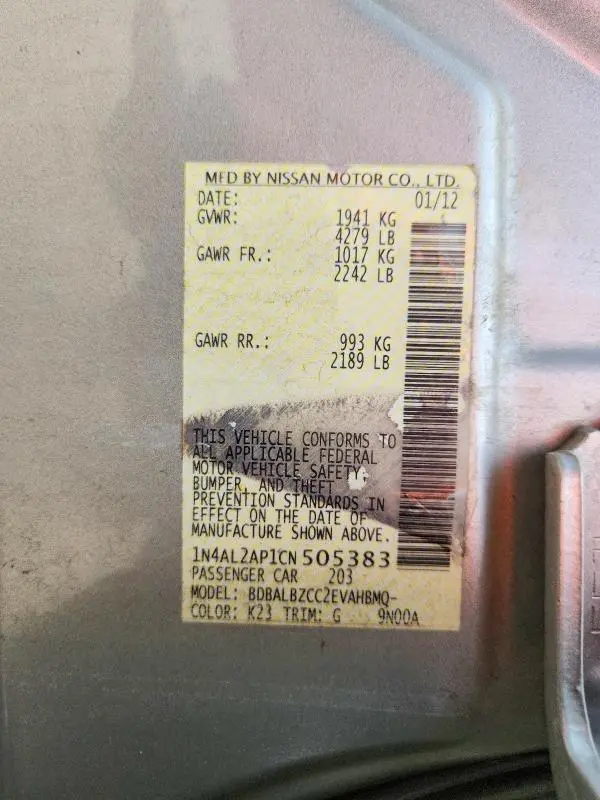 2012 NISSAN ALTIMA 2.5  