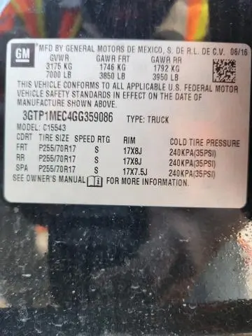 2016 GMC SIERRA C1500 SLE  