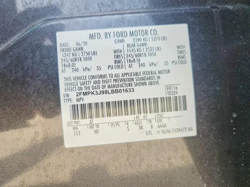 2020 FORD EDGE SEL  