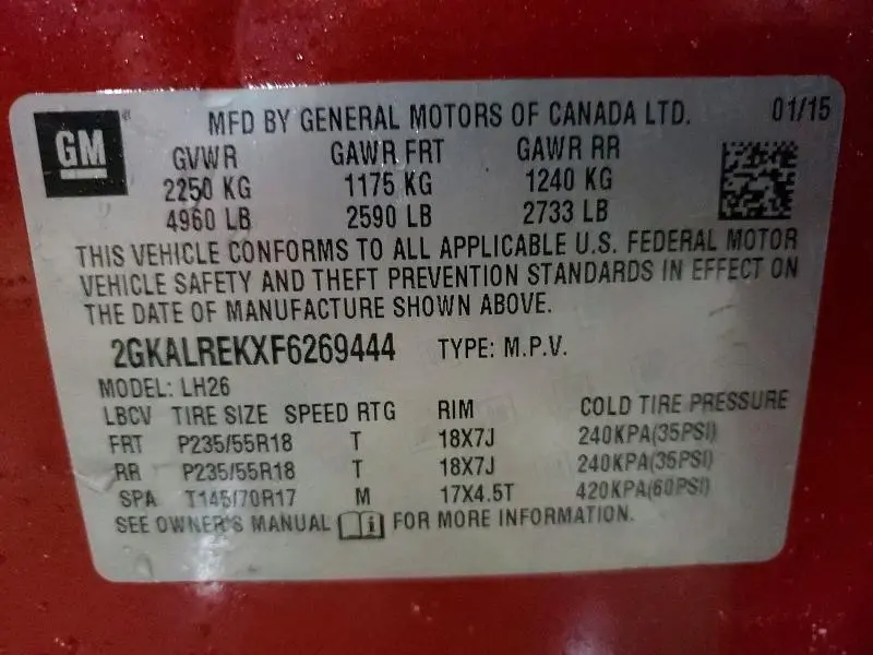 2015 GMC TERRAIN SLE  