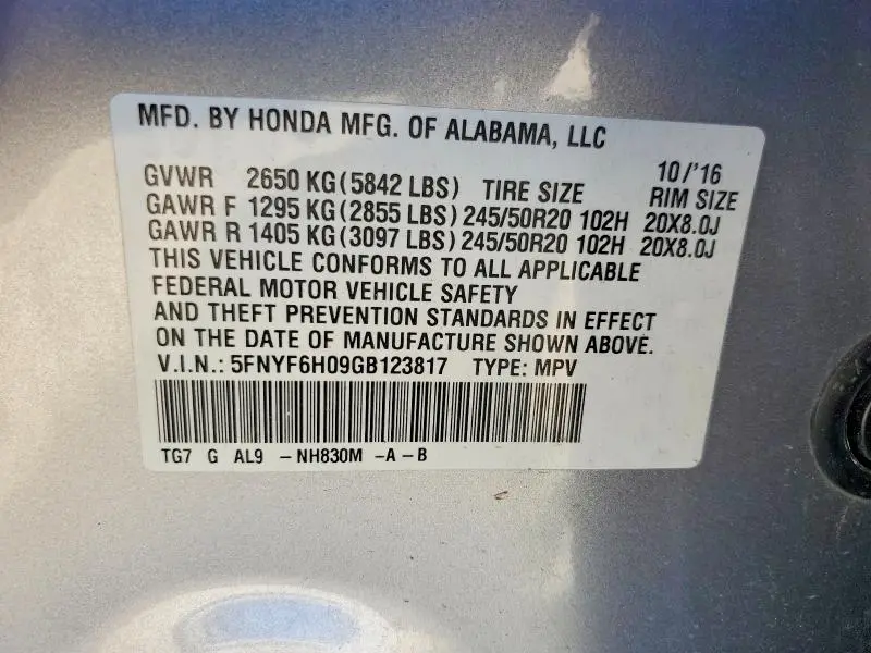2016 HONDA PILOT ELITE  