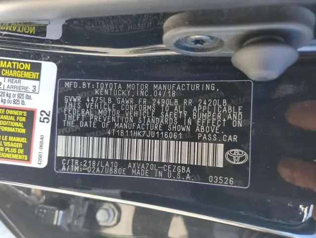2018 TOYOTA CAMRY L  