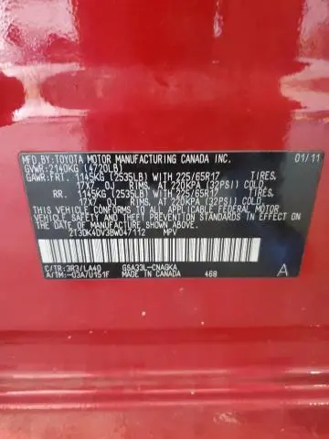 2011 TOYOTA RAV4 LIMITED  