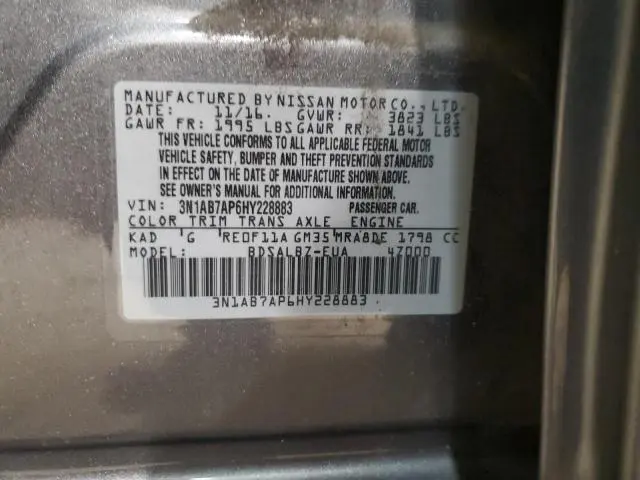 2017 NISSAN SENTRA S  