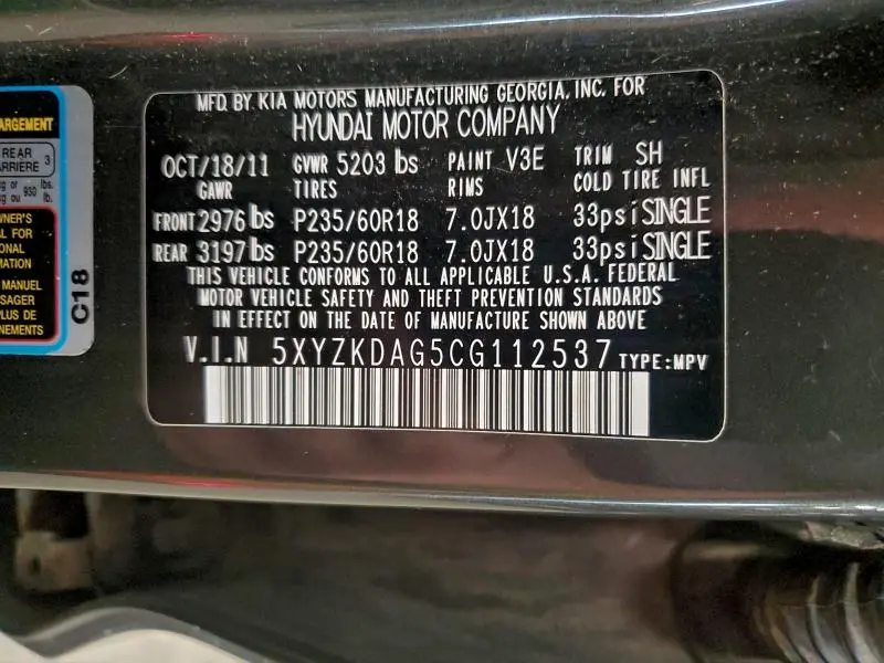 2012 HYUNDAI SANTA FE LIMITED  