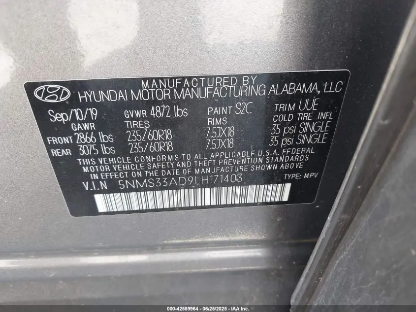2020 HYUNDAI SANTA FE SEL