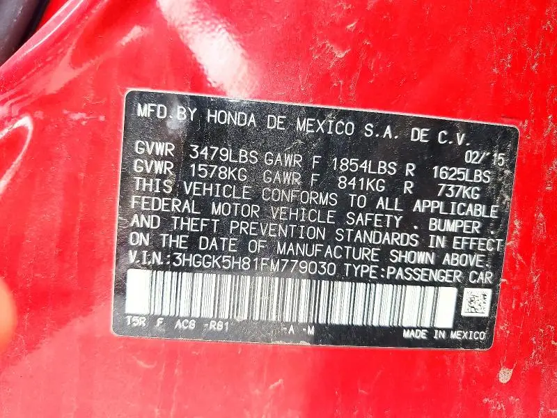 2015 HONDA FIT EX  