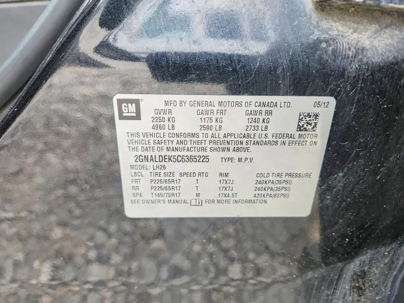 2012 CHEVROLET EQUINOX LT  