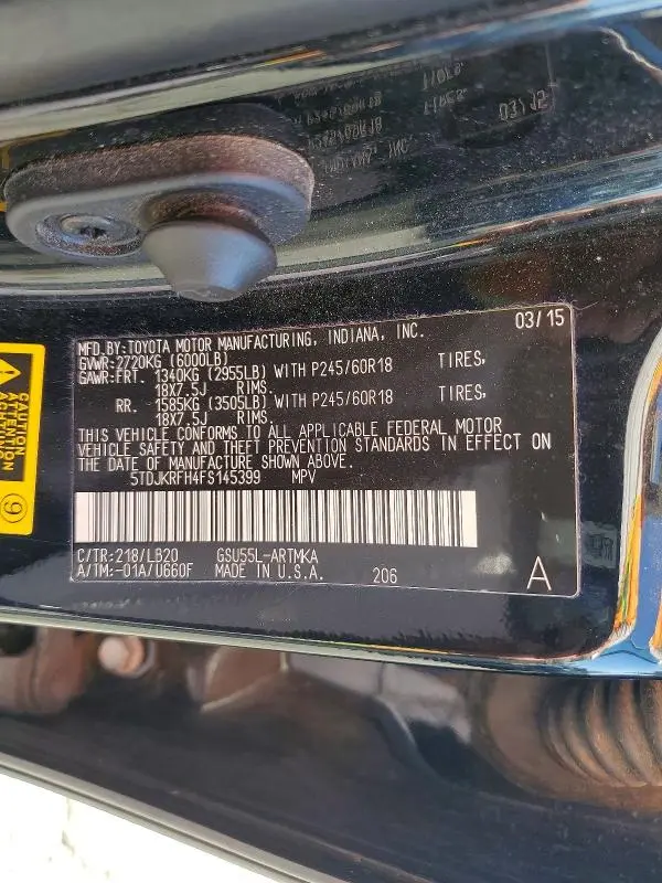 2015 TOYOTA HIGHLANDER XLE  