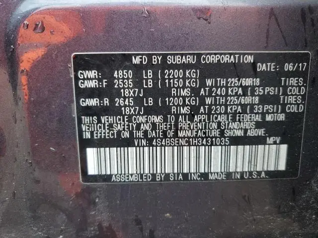 2017 SUBARU OUTBACK 3.6R LIMITED  