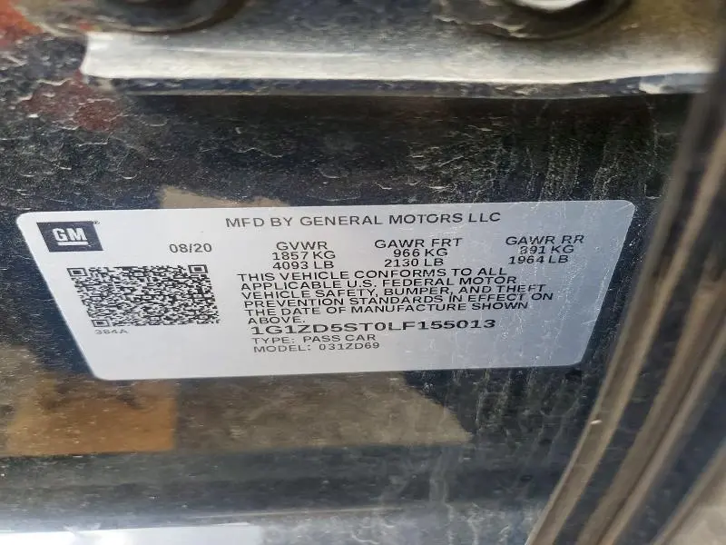 2020 CHEVROLET MALIBU LT  