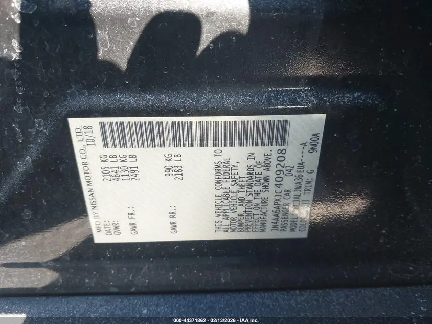 2018 NISSAN MAXIMA 3.5 SV