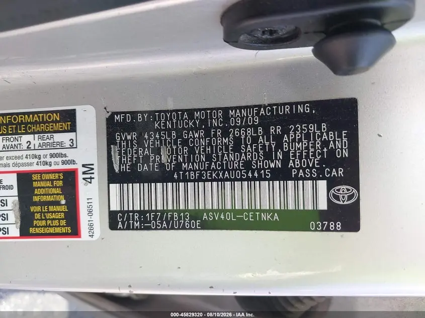 2010 TOYOTA CAMRY LE