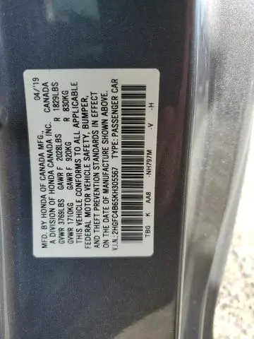2019 HONDA CIVIC LX  