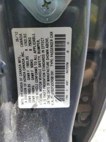 2012 HONDA CIVIC LX  