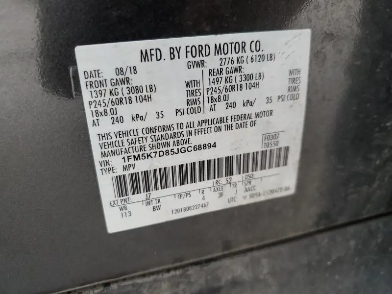 2018 FORD EXPLORER XLT  