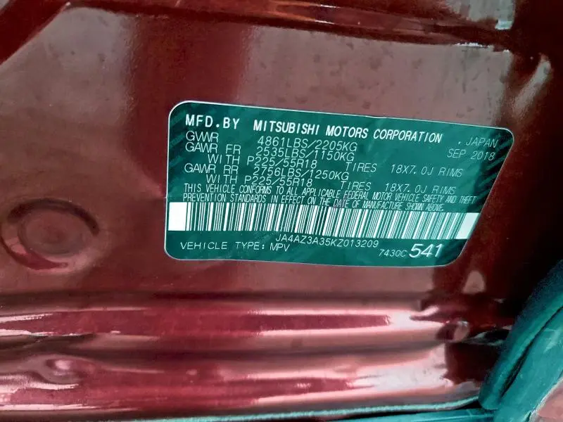 2019 MITSUBISHI OUTLANDER SE  