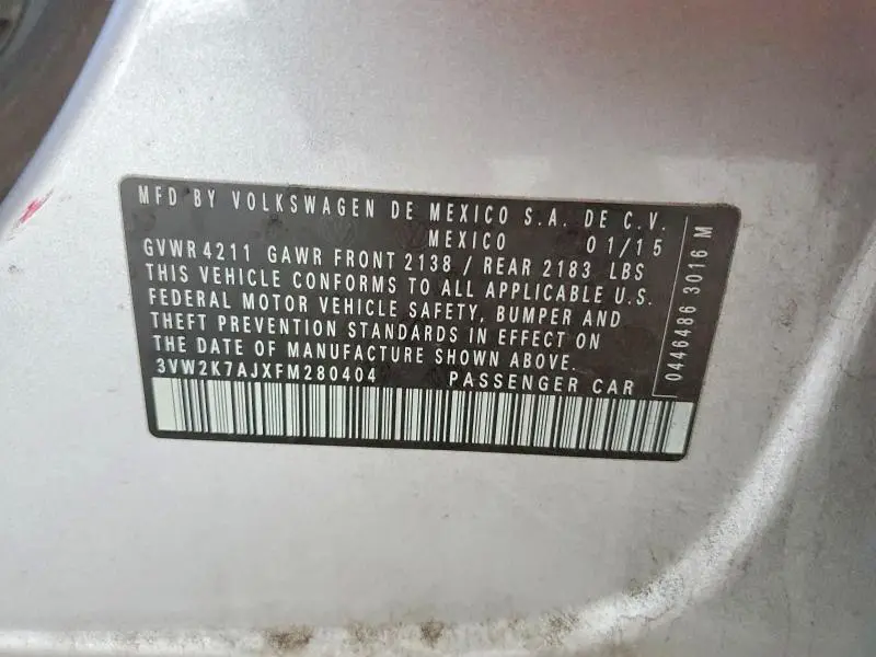 2015 VOLKSWAGEN JETTA BASE  