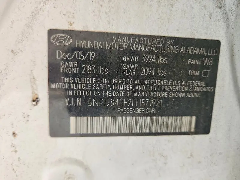 2020 HYUNDAI ELANTRA SEL  