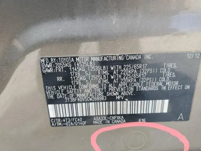 2012 TOYOTA RAV4   