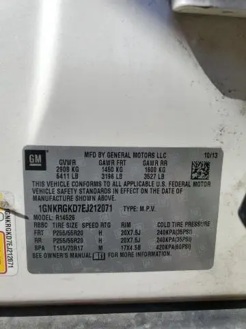 2014 CHEVROLET TRAVERSE LT  