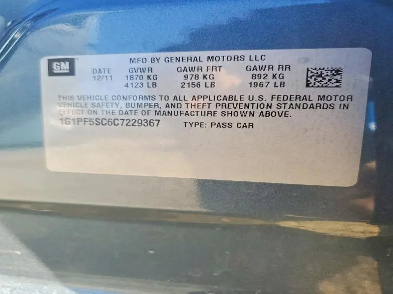2012 CHEVROLET CRUZE LT  