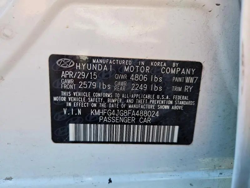 2015 HYUNDAI AZERA BASE  