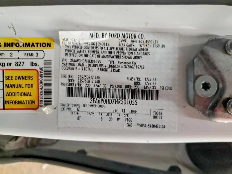 2017 FORD FUSION SE  