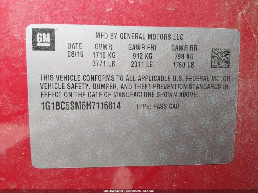 2017 CHEVROLET CRUZE LS AUTO