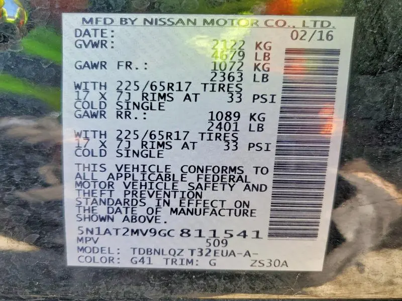 2016 NISSAN ROGUE SV  
