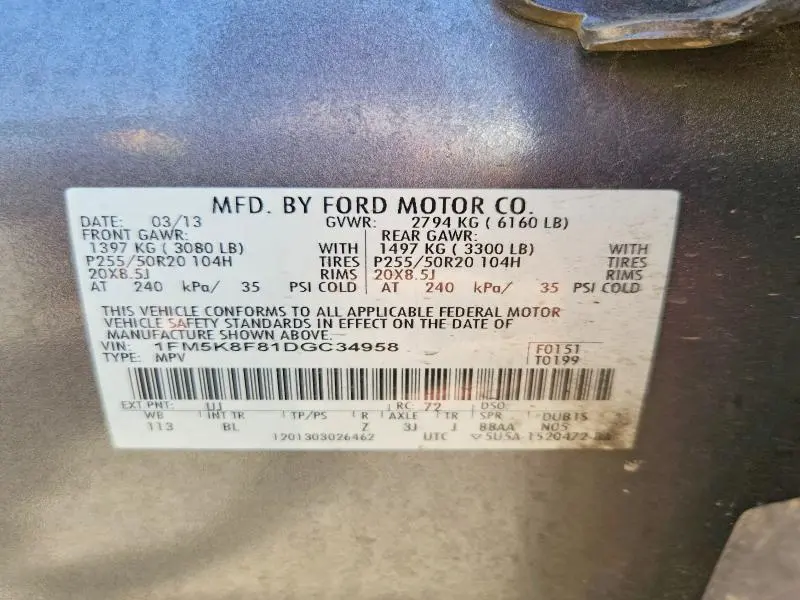 2013 FORD EXPLORER LIMITED  
