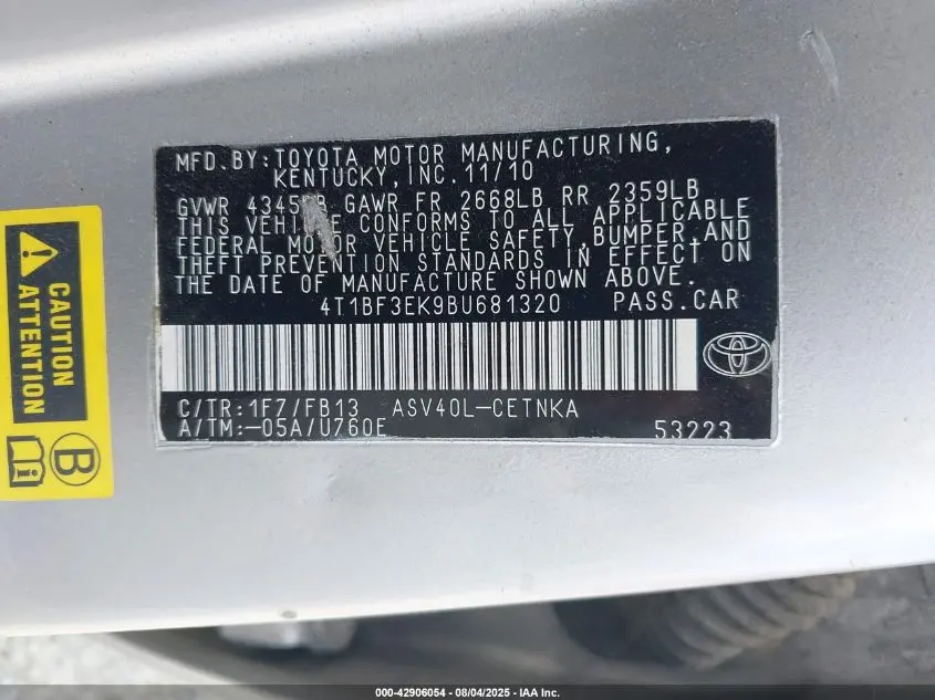 2011 TOYOTA CAMRY  